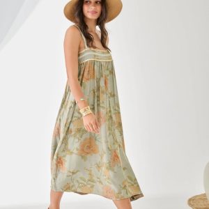 Vestido Flores Tirantes Bordados